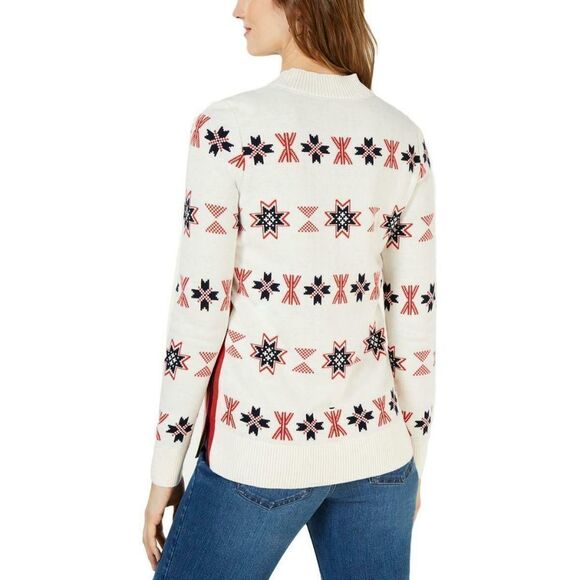 Charter Club Women's Ivory Patterned Mock Neck - Picture 2 of 6